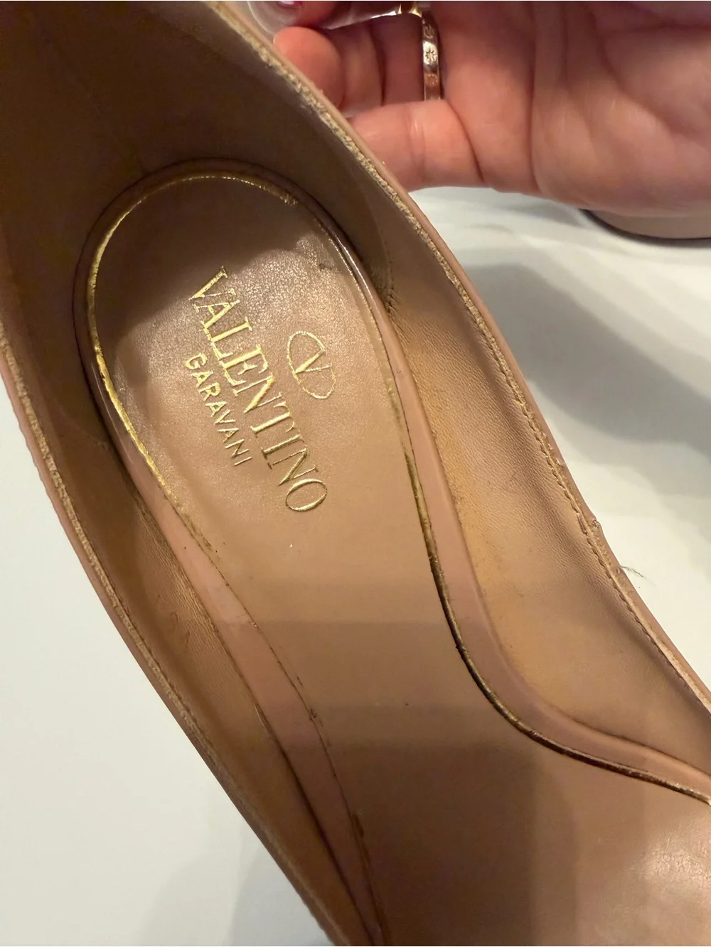 Valentino Garavani Tan-Go Nude Patent Leather Platform Pumps 155mm Size 37